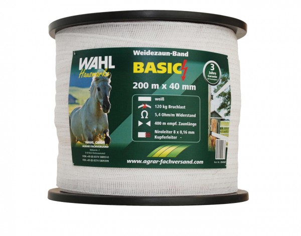 WAHL-Hausmarke Weidezaunband - BASIC - 40mm / 200m WAHL-Hausmarke Weidezaunband - BASIC - 40mm / 200m