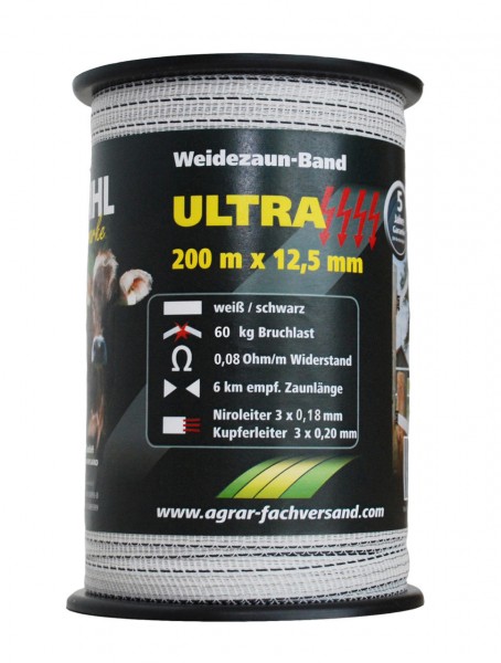 WAHL-Hausmarke Weidezaunband - ULTRA - 12,5 mm / 200 m WAHL-Hausmarke Weidezaunband - ULTRA - 12,5 mm / 200 m