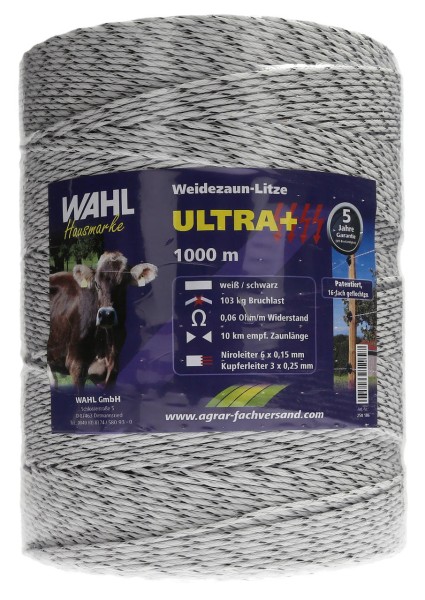 WAHL-Hausmarke Weidezaunlitze - ULTRA+ - 3 mm / 1000 m WAHL-Hausmarke Weidezaunlitze - ULTRA+ - 3 mm / 1000 m