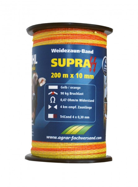 WAHL-Hausmarke Weidezaunband SUPRA 10 mm / 200 m WAHL-Hausmarke Weidezaunband SUPRA 10 mm / 200 m