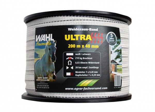 WAHL-Hausmarke Weidezaunband - ULTRA - 40mm / 200m WAHL-Hausmarke Weidezaunband - ULTRA - 40mm / 200m