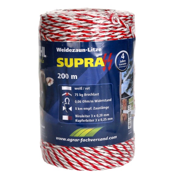 WAHL-Hausmarke Weidezaunlitze - SUPRA - 200 m WAHL-Hausmarke Weidezaunlitze - SUPRA - 200 m