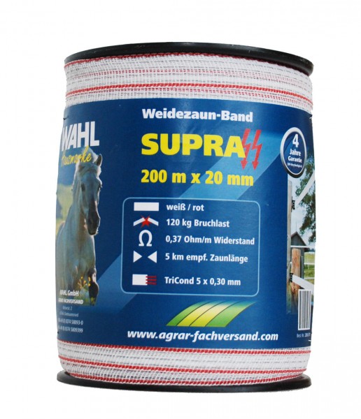 WAHL-Hausmarke Weidezaunband - SUPRA - 20 mm / 200 m WAHL-Hausmarke Weidezaunband - SUPRA - 20 mm / 200 m