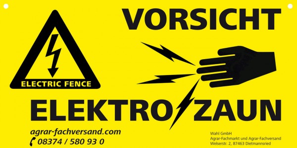 WAHL-Hausmarke Warnschild "Vorsicht Elektrozaun"