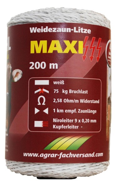 WAHL-Hausmarke Weidezaunlitze - MAXI - 200 m WAHL-Hausmarke Weidezaunlitze - MAXI - 200 m