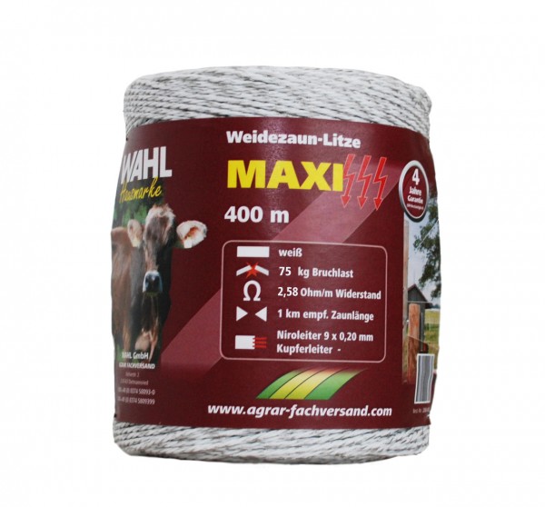 WAHL-Hausmarke Weidezaunlitze - MAXI - 400 m WAHL-Hausmarke Weidezaunlitze - MAXI - 400 m