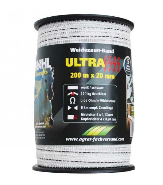 WAHL-Hausmarke Weidezaunband - ULTRA - 20 mm / 200 m WAHL-Hausmarke Weidezaunband - ULTRA - 20 mm / 200 m